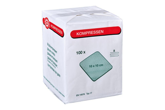 Mullkompressen (unsteril), 8-fach, 10 x 10 cm, 100 Stk.